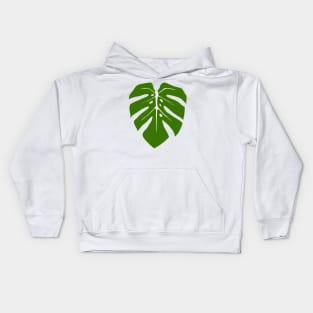 Khaki Green Monstera Leaf Kids Hoodie